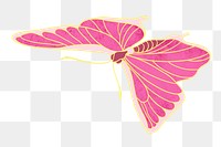 Pink aesthetic butterfly png sticker, vintage insect illustration, transparent background