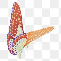 Orange vintage butterfly png sticker, insect illustration, transparent background