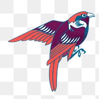 Purple bird png, vintage animal illustration, transparent background