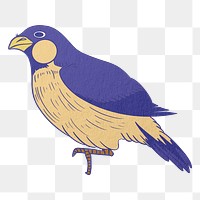 Blue bird png, vintage animal illustration, transparent background