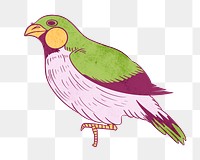 Green bird png, vintage animal illustration, transparent background