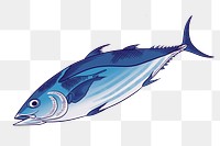 Tuna fish png sticker, vintage Japanese animal illustration, transparent background