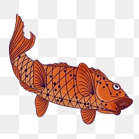 Japanese fish png sticker, vintage animal illustration, transparent background