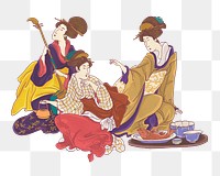 Vintage Japanese geisha png, female entertainment performers sticker, transparent background