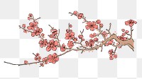 Aesthetic cherry blossom png Japanese ukiyo-e remixed sticker, transparent background