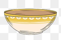 Yellow bowl png sticker, kitchenware object illustration, transparent background