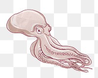 Octopus png sticker, vintage sea animal illustration, transparent background