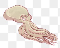 Octopus png sticker, vintage sea animal illustration, transparent background