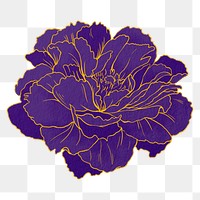 Vintage peony png aesthetic Japanese ukiyo-e remixed sticker, transparent background