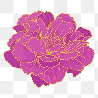 Vintage peony png aesthetic Japanese ukiyo-e remixed sticker, transparent background