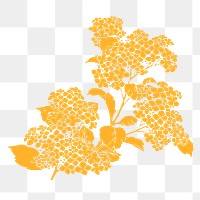 Cherry blossom png yellow ukiyo-e Japanese flower sticker, transparent background