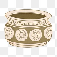 Oriental plant pot png sticker, vintage object illustration, transparent background