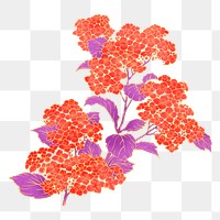 Cherry blossom png ukiyo-e Japanese flower sticker, transparent background