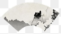 Vintage Japanese fan png object sticker, transparent background