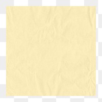 Yellow wrinkled paper png, journal sticker, transparent background