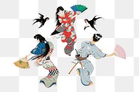 Japanese women png traditional dance sticker, transparent background