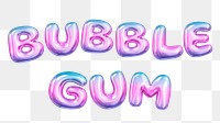 Bubble gum png 3D word sticker, gradient balloon in pink, transparent background