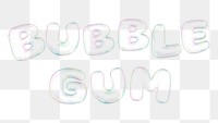 Bubble gum png 3D word sticker, transparent balloon design