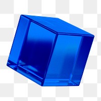 Blue cube png sticker, transparent background