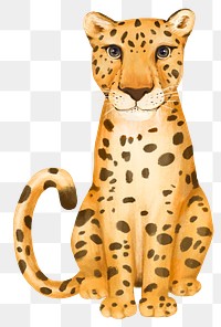 Cheetah png sticker, cute animal illustration, transparent background