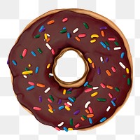 Sprinkled donut png sticker, transparent background