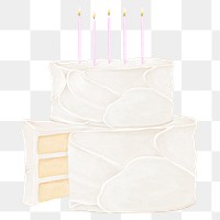 Vanilla birthday png cake sticker, transparent background