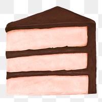 Chocolate cake slice png sticker, transparent background