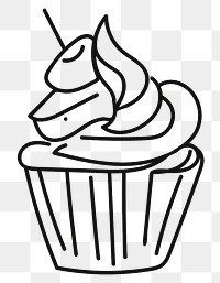 Cupcake doodle png dessert sticker, transparent background