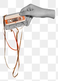 Ruined cassette tape png sticker, transparent background