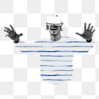 Man wearing VR png sticker, entertainment technology, transparent background