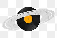 Vinyl record png sticker, Saturn planet remix, transparent background