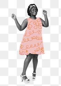 Black woman dancing png sticker, transparent background