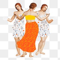 Three Graces png sticker, women famous painting, remixed from artworks by Raphael, transparent background