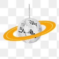 Saturn disco ball png sticker, party decoration remix, transparent background