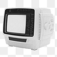 Retro TV png sticker, white digital device, transparent background