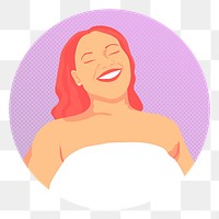 Happy chubby woman png sticker, body positivity badge illustration, transparent background