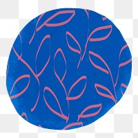 Leafy pattern circle png badge, transparent background