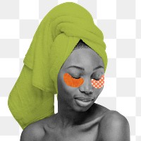 Woman in spa png sticker, health and wellness remix, transparent background