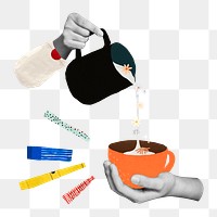 Barista making coffee png sticker, hospitality job remix, transparent background