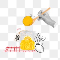 Honey lemon jar png sticker, organic product remix, transparent background