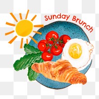 Sunday brunch png sticker, cute breakfast remix, transparent background