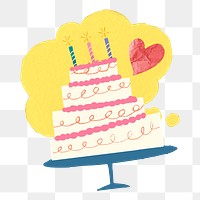 Cute wedding cake png sticker, dessert graphic, transparent background