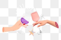 Hands clinking glasses png sticker, celebration remix , transparent background