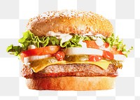 Hamburger png sticker, fast food image, transparent background