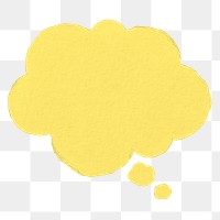 Yellow speech bubble png, paper texture, transparent background