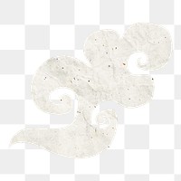 White Chinese cloud png sticker, paper texture image, transparent background