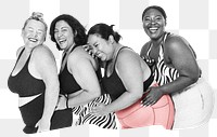 Happy plus-size women png sticker, body positivity photo, transparent background