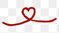 Red heart doodle png, cute drawing, transparent background