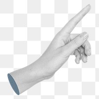 Woman pointing hand png sticker, body gesture, transparent background