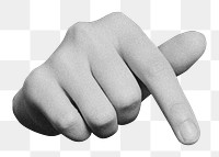 Finger pointing down png sticker, hand gesture, transparent background